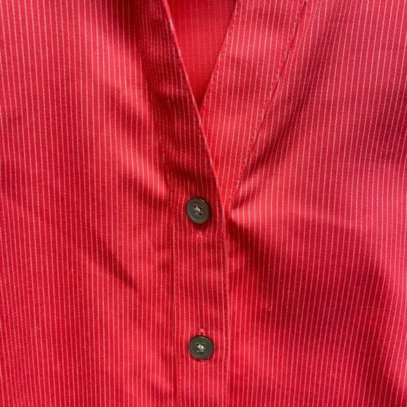 Calvin Klein Coral & White Stripe Button Down Top - Picture 3 of 3